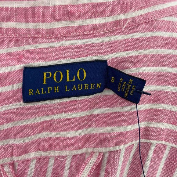 Maxi ShirtDress NWT Linen PinkWhite Ralph Lauren - Picture 14 of 14